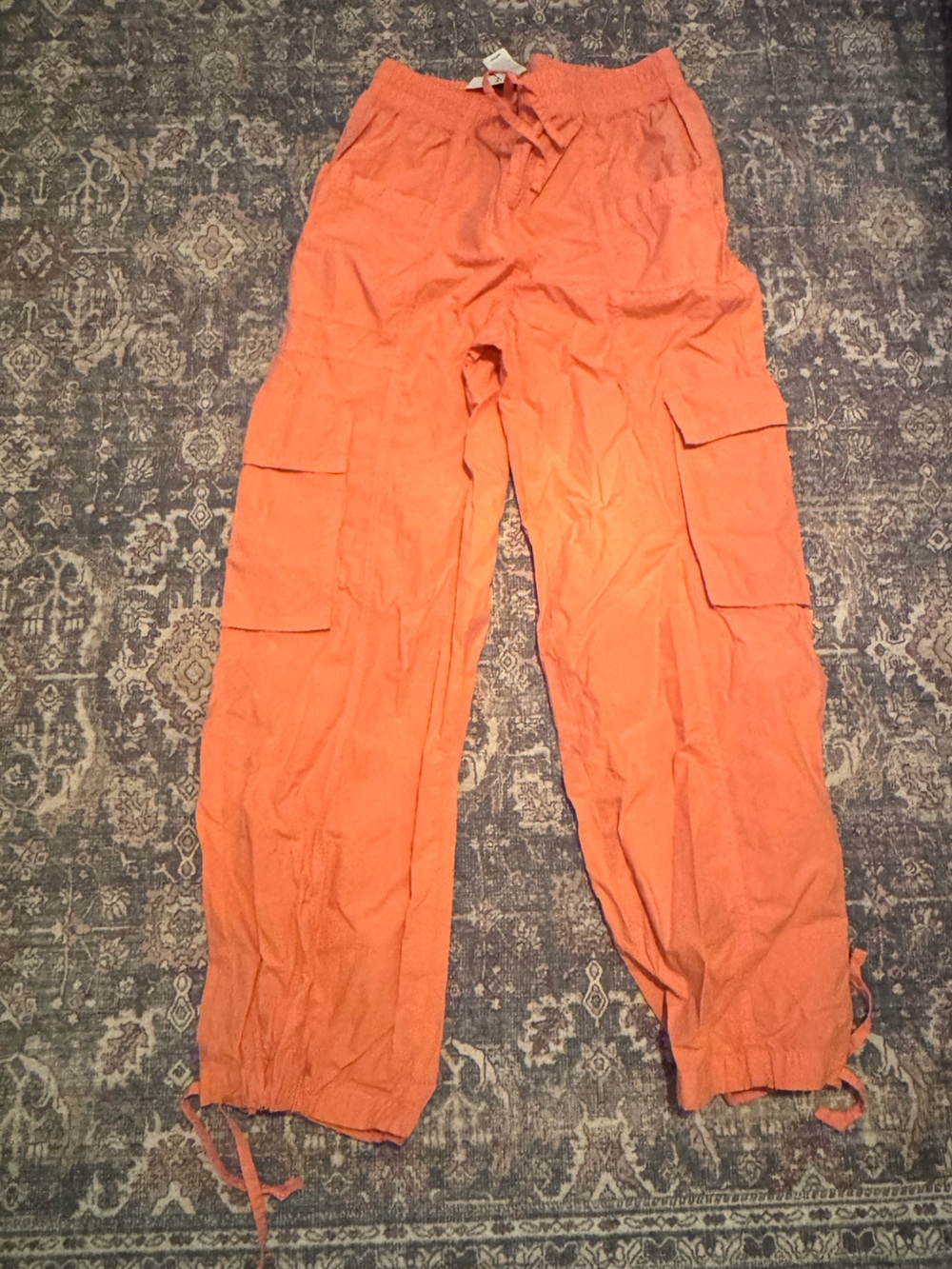 aerie Orange Cargo Jogger Pants with Drawstring Waist